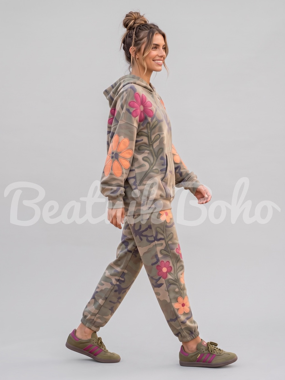 RESTOCK ETA 11/5 Camo Floral Patchwork Hoodie / TikTok Viral Appliqué Pullover - Picture 4 of 9
